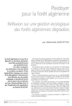Plaidoyer pour la forêt algérienne : réflexion sur une gestion écologique des forêts algériennes dégradées