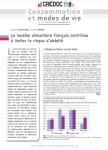 Consommation et modes de vie, n. 232 - 01/09/2010 - Le modèle alimentaire français contribue à limiter le risque d’obésité