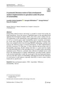 A systematic literature review of data envelopment analysis implementation in agriculture under the prism of sustainability