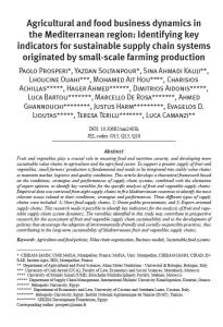 Agricultural and food business dynamics in the Mediterranean region: identifying key indicators for sustainable supply chain systems originated by small-scale farming production