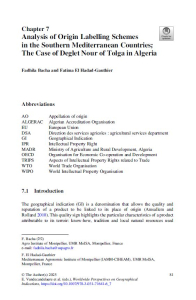 Analysis of origin labelling schemes in the Southern Mediterranean countries: the case of Deglet Nour of Tolga in Algeria