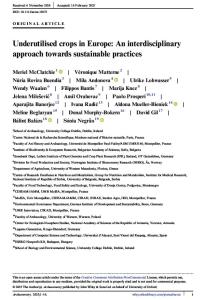 Underutilised crops in Europe: an interdisciplinary approach towards sustainable practices