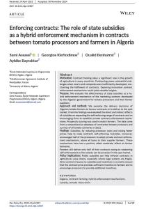 Enforcing contracts: the role of state subsidies as a hybrid enforcement mechanism in contracts between tomato processors and farmers in Algeria