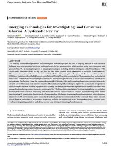 Emerging technologies for investigating food consumer behavior: a systematic review