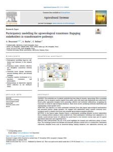 Participatory modelling for agroecological transitions: Engaging stakeholders in transformative pathways