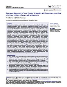 Assessing alignment of local climate strategies with European green deal priorities: evidence from small settlements