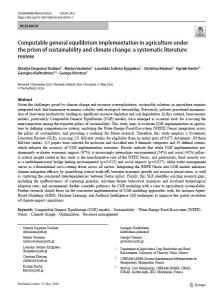 Computable general equilibrium implementation in agriculture under the prism of sustainability and climate change: a systematic literature review