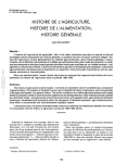 Histoire de l'agriculture, histoire de l'alimentation, histoire générale