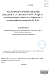 Négociation internationale relative à la diversité biologique : théorie des risques, théorie de la négociation et procéduralisation contextuelle du droit : Rapport final