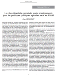 La crise alimentaire mondiale : quels enseignements pour les politiques agricoles dans les PSEM ?