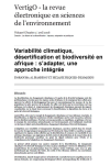 Variabilité climatique, désertification et biodiversité en Afrique : s’adapter, une approche intégrée