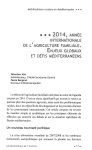 2014, année internationale de l'agriculture familiale : enjeux globaux et défis méditerranéens