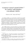 Comment et jusqu'à quand évaluer ? De l'analyse coûts-bénéfices à la méthode CoBAYe