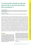 La biodiversité naturelle et agricole garantit-elle la sécurité alimentaire des populations ?