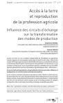 Accès à la terre et reproduction de la profession agricole : influence des circuits d’échange sur la transformation des modes de production