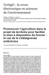 Promouvoir l’agriculture dans le projet de territoire pour faciliter la mise à disposition du foncier