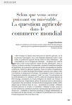 Selon que vous serez puissant ou misérable… La question agricole dans le commerce mondial