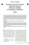 Performance export des entreprises vitivinicoles françaises. Influence des stratégies et des politiques à l’exportation