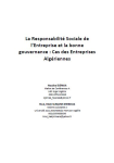 La responsabilité sociale de l’entreprise et la bonne gouvernance