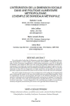 L’intégration de la dimension sociale dans une politique alimentaire métropolitaine. L’exemple de Bordeaux Métropole