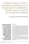 Le cèdre du Liban en Turquie : une espèce prometteuse pour le reboisement et la réhabilitation forestière sous la contrainte du changement climatique