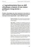 « L'agroalimentaire face au défi climatique a besoin d'une vision politique à long terme »