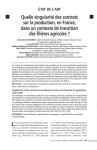Quelle singularité des contrats sur la production, en France, dans un contexte de transition des filières agricoles ?