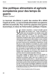 Une politique alimentaire et agricole européenne pour des temps de guerre