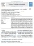 Agroecological interventions increase biodiversity and the potential for climate change mitigation in Europe