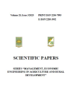 Scientific Papers-Series Management Economic Engineering in Agriculture and Rural Development, vol. 25, n. 3 - July 2025