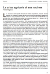 La crise agricole et ses racines