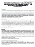 Reflexiones sobre la situación alimentaria internacional y la seguridad alimentaria