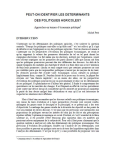 Peut-on identifier les déterminants des politiques agricoles ? Approches en termes d'économie politique = Can one identify the determinants of agricultural policies? Political economy approaches