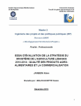 Essai d'évaluation de la stratégie du Ministère de l'agriculture libanais 2010-2014 : qualité des produits agro-alimentaires et la commercialisation