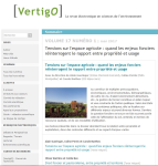Vertigo, vol. 17, n. 1 - Mai 2017 - Tensions sur l'espace agricole : quand les enjeux fonciers réinterrogent le rapport entre propriété et usage