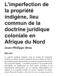 L’imperfection de la propriété indigène, lieu commun de la doctrine juridique coloniale en Afrique du Nord