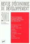 Revue d'économie du développement [Papier], n. 1-2 - Juin 2001 - Penser le développement au tournant du millénaire