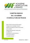 Comptes rendus de l'Académie d'agriculture de France, vol. 104, n. 1 - 01/05/2018