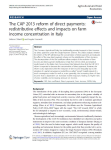 The CAP 2013 reform of direct payments: redistributive effects and impacts on farm income concentration in Italy