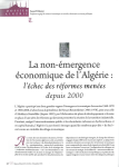 La non-émergence économique de l’Algérie