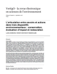 L’articulation entre savoirs et actions dans trois dispositifs environnementaux : conservation, évaluation d’impact et restauration