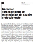 Transition agroécologique et transmission de savoirs professionnels