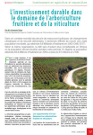 L’investissement durable dans le domaine de l’arboriculture fruitière et de la viticulture