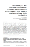 Défis et enjeux des coordinations dans les systèmes alimentaires du milieu (SYAM). Une analyse par la sociologie de la traduction