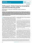 Anthropogenic climate change has slowed global agricultural productivity growth