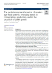 The evolutionary transformation of modern agri-food systems: emerging trends in consumption, production, and in the provision of public goods