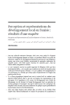 Perception et représentations du développement local en Tunisie : résultats d’une enquête