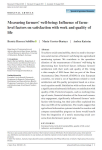 Measuring farmers' well-being: influence of farm-level factors on satisfaction with work and quality of life