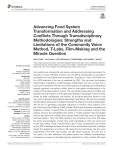 Advancing food system transformation and addressing conflicts through transdisciplinary methodologies: strengths and limitations of the community voice method, T-Labs, film-making and the miracle question