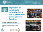 Implication du monde de la recherche dans la COP15, notamment sur les questions foncières